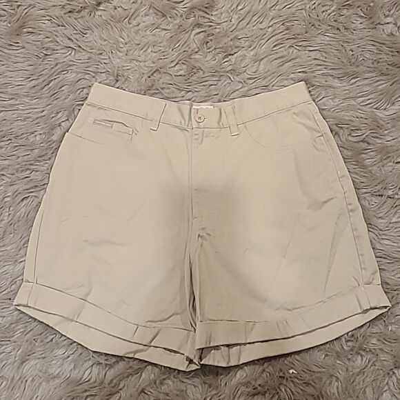 Calvin Klein vintage khaki cuffed cotton shorts womens size 12 - Picture 1 of 5